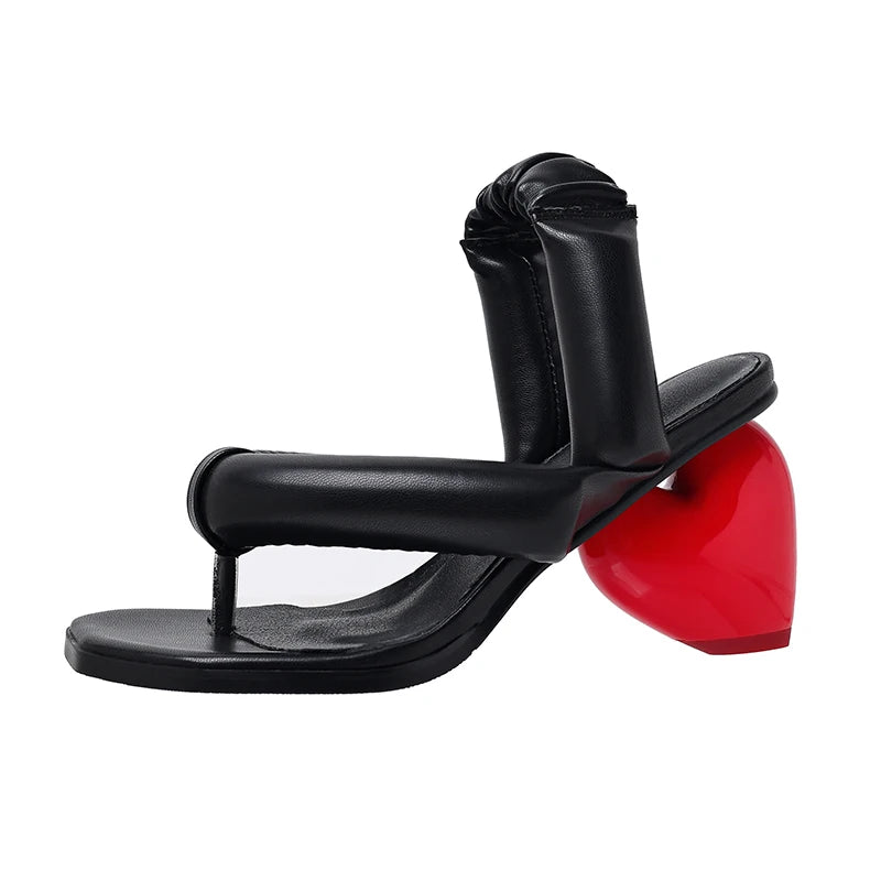 Sexy Flip Flops High Heels Slippers Women Summer Heart Shape Heel Sandals Lady Party Dating Strange Heels Slippers
