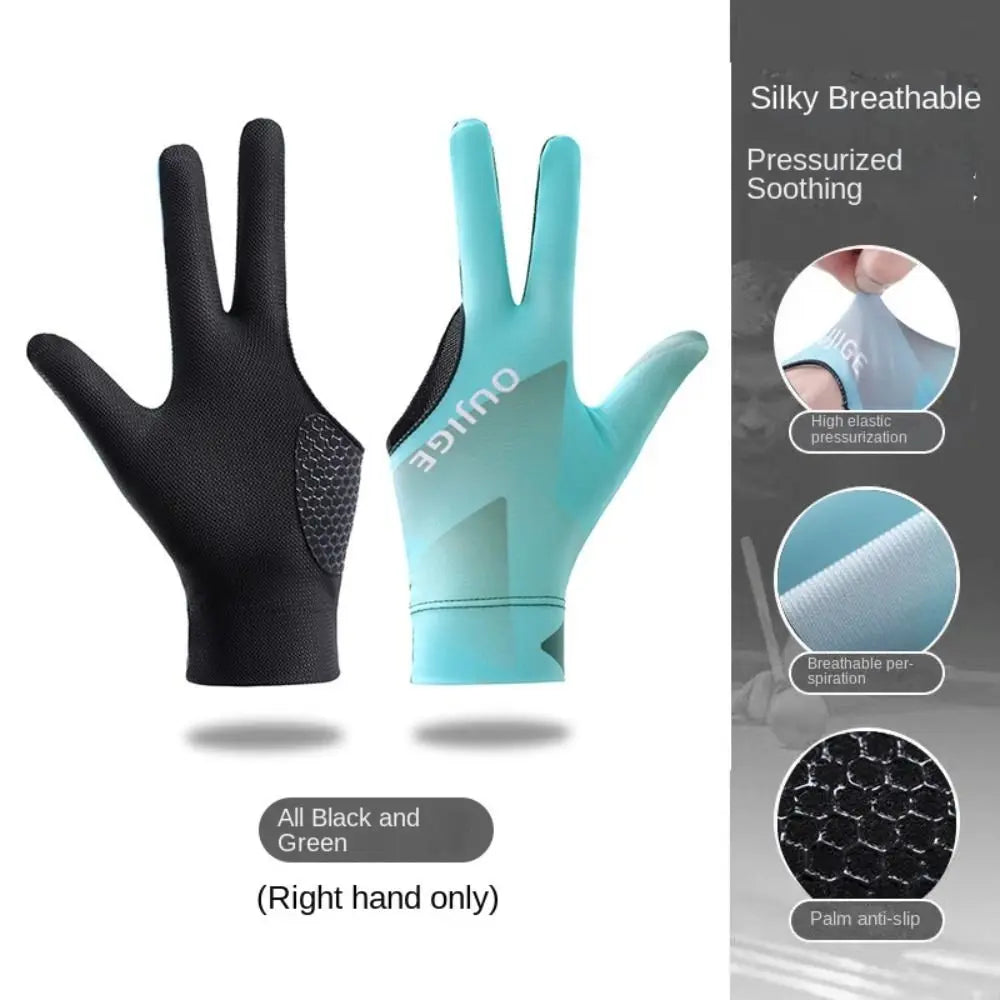Left and Right Hand Billiards Glove Elastic Non Slip Three Fingers Glove Breathable Snooker Billiard Glove Fitness Accessories