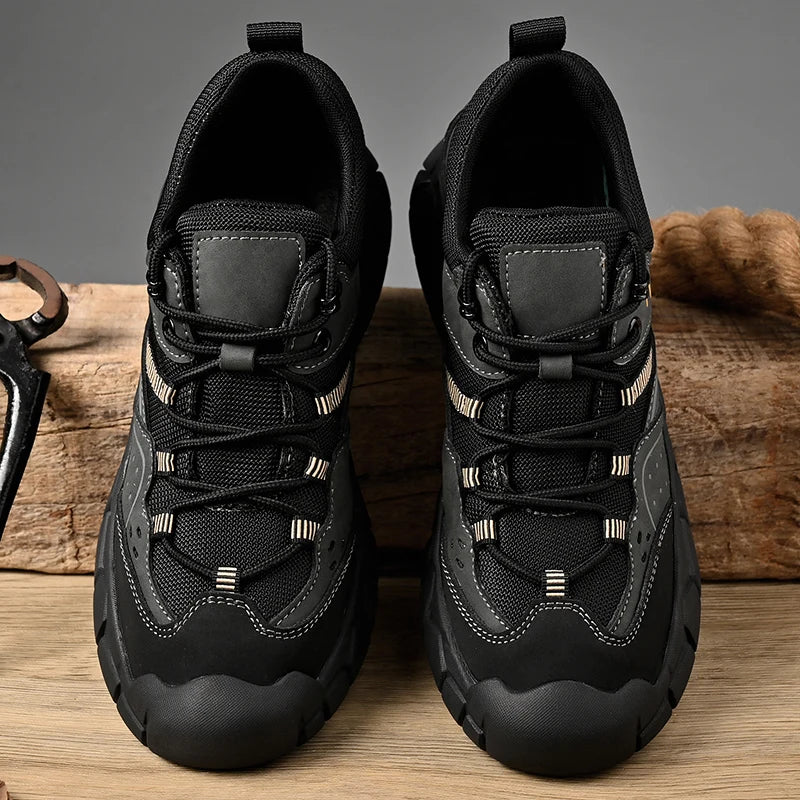 Fashionable Men Comfortable Lace Up Anti-collision Casual Sports Shoes Outdoor Men Breathable Anti Slip Soft Soled Hiking Shoes