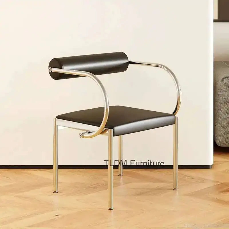 Designer Dining Chair Vintage Style Stainless Steel Study Bedroom Makeup Chair Dresser Furniture