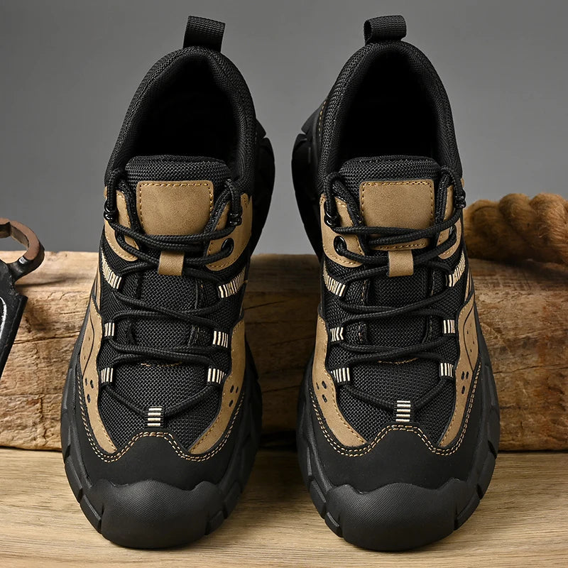 Fashionable Men Comfortable Lace Up Anti-collision Casual Sports Shoes Outdoor Men Breathable Anti Slip Soft Soled Hiking Shoes
