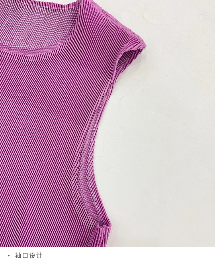 Miyake style  Pleated Bat Raglan Sleeve Irregular Dress Set Women 2025 New Fashion Original Designer Gradient Printing Two Piece Sets