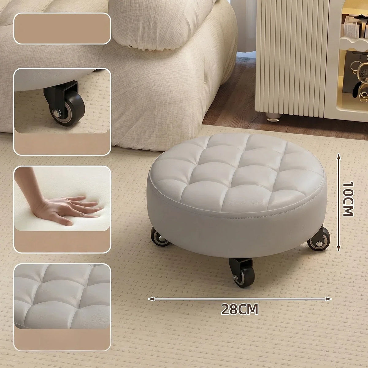 Household Wheeled Low Stools Floor-cleaning Chairs Wheeled Seam Sealing Stools Rotating Nail and Pedicure Round Stools