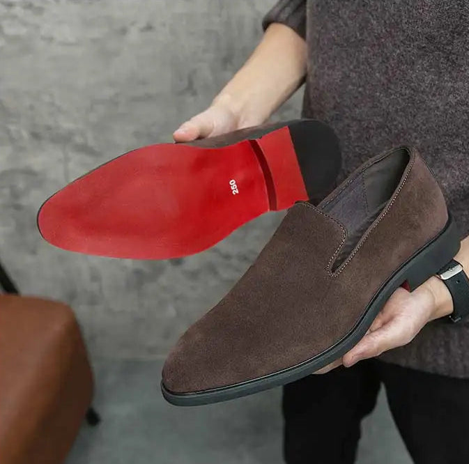 New In Red Bottom Shoes for Men Loafers Flock Solid Slip-On Party Men Dress Shoes Size 38-48 Free Shipping Men Shoes
