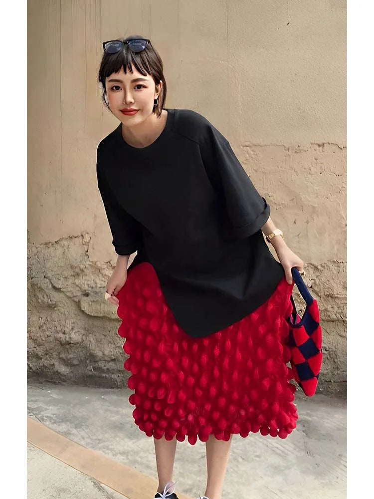 Miyake Fold 2025 Summer New Women's Bubble Skirt Korean Fashion Designer Loose Street Wear Half Body Skirt