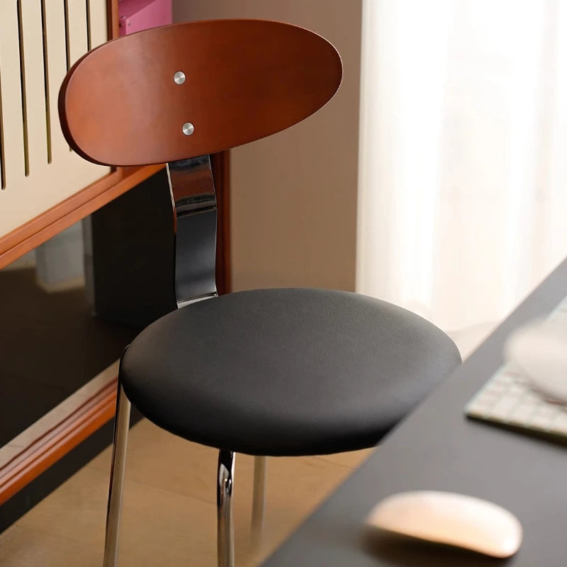 Mid-Century Solid Wood Chair Ergonomic Backrest Dining Desk Living Room Chair for Small Spaces Minimalist Home Furniture