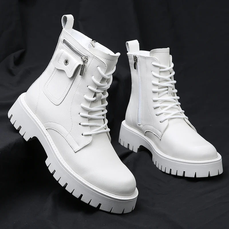 Men's English Style Thick Sole Design Men Boots Luxury High End Top Layer Leather Brand Famous Chelsea High Quality Casual Boots