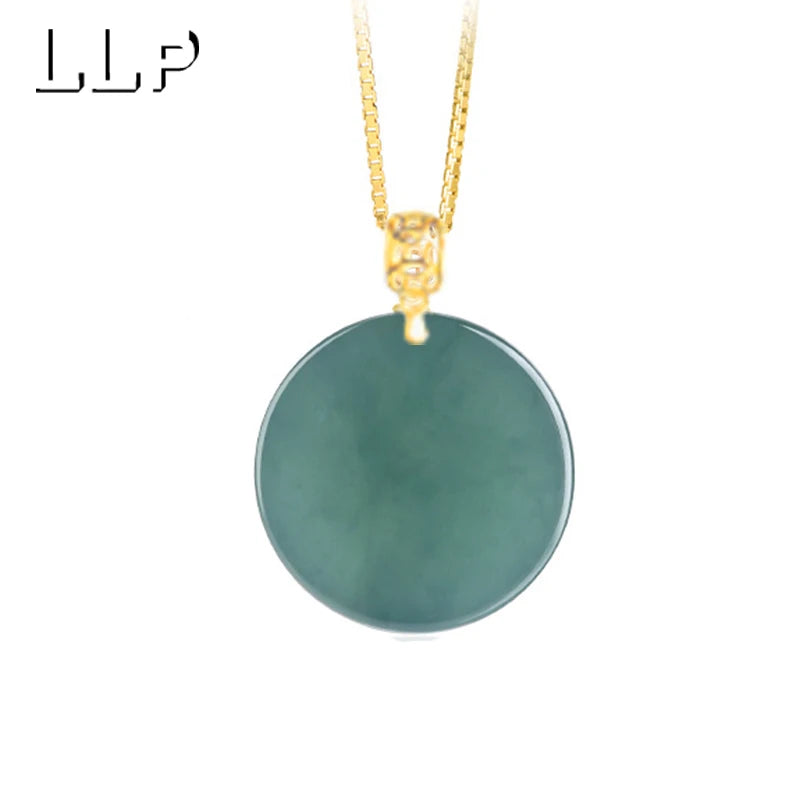S925 Silver Inlaid With Natural Blue Water Emerald Round Pendant For Girls As a Festival Gift Or Charm For Protection