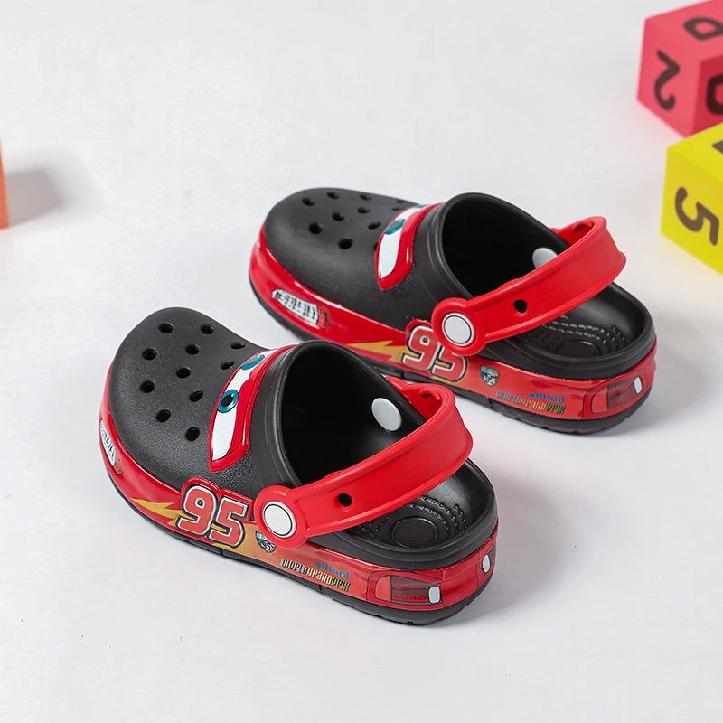 Disney Lightning Mcqueen Shoes Led Lighted Car Kids Slippers Animation Children Beach Sandals Boys Girl Gift