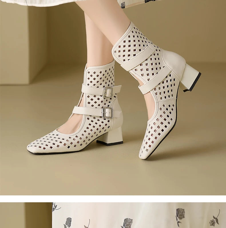 Sexy Brand Luxury Gold Gladiator Sandals Platform Beige Summer Mesh Grid Ankle Boots Roman Sandals For Woman Genuine Leather