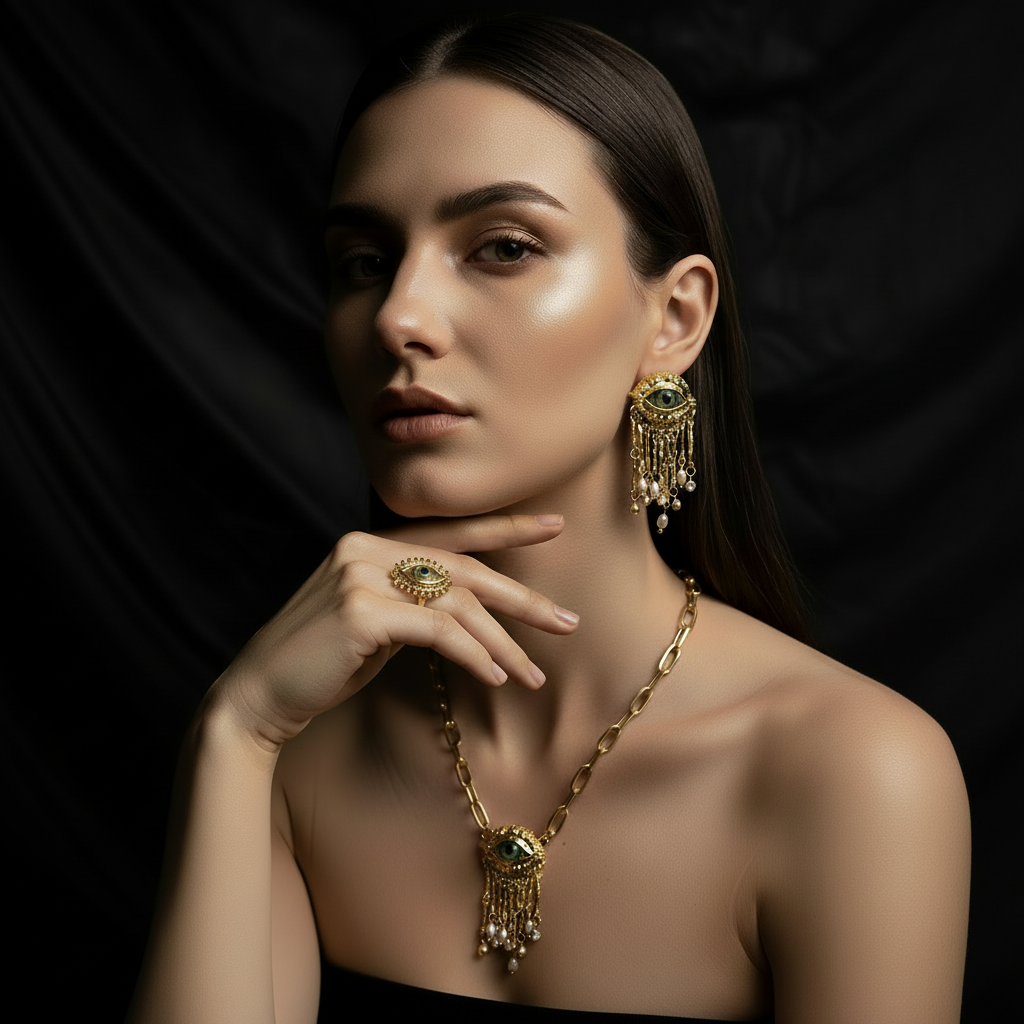 French Retro Exaggerated Eye Sparkling Crystal Pearl Tassel Earrings Design Luxury Earring Trend