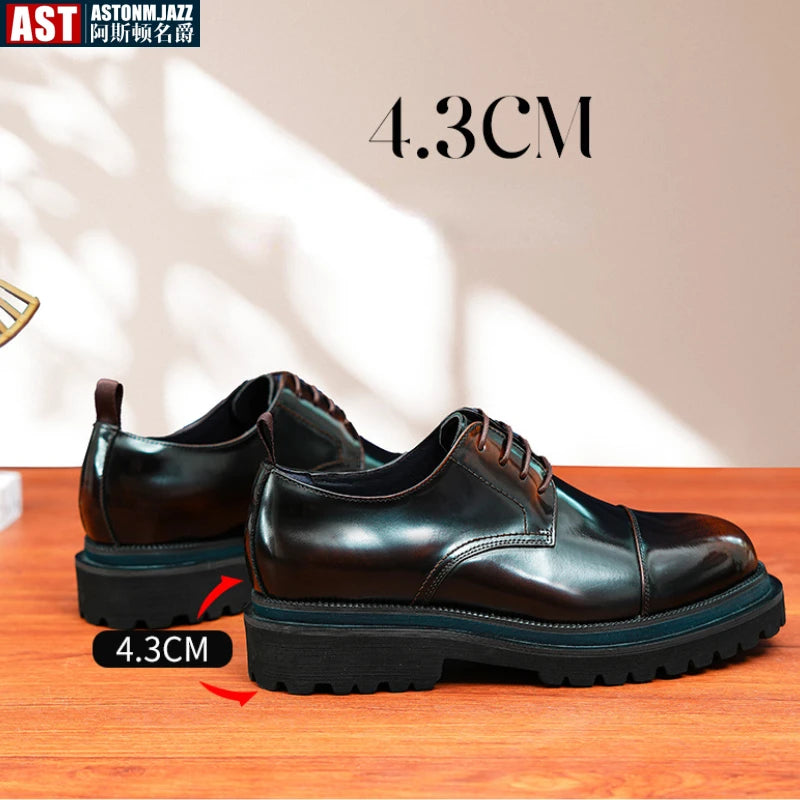 Patent Leather Mens Business Derby Shoes Luxury Brand Handmade Genuine Leather Fashion Designer Platform Wedding Dress Shoes Man