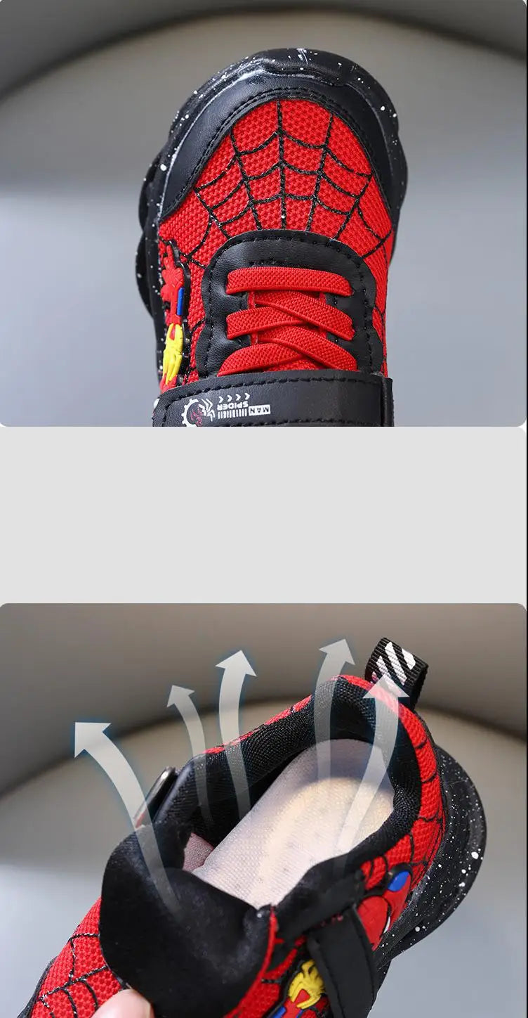 2023 New Spider-man Children's Shoes Boys Sneaker With Lights Spring Led Kids Boys Sports Children Shoes Casual