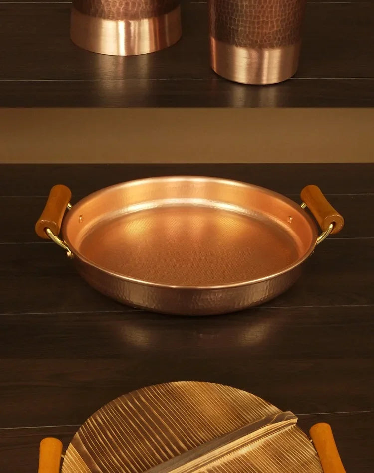 Pan Barbecue Plate Pure Red Copper Beer Mug Set Barbecue Plate Fried Meat Plate Binaural Pan Pure Copper New Chinese Style