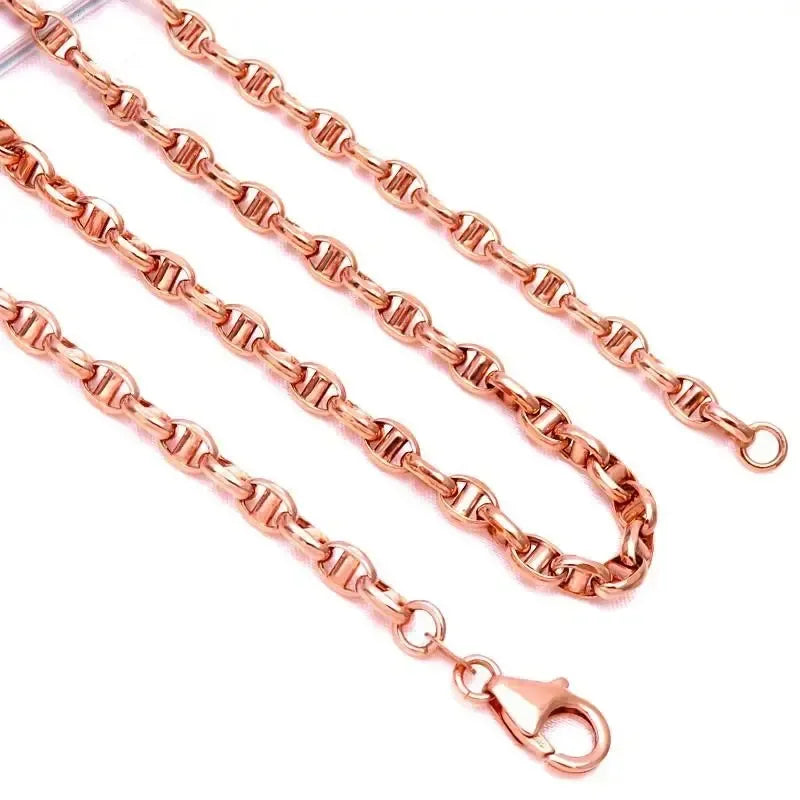 Copper plated rose gold style chunky necklace hip hop fashion chains stacking charms jewelry for men and women