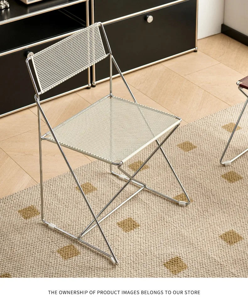 Korean Iron Dining Chair with Backrest Modern Minimalist Stackable Chair for Kitchen Designer Creative Metal Seat for Restaurant