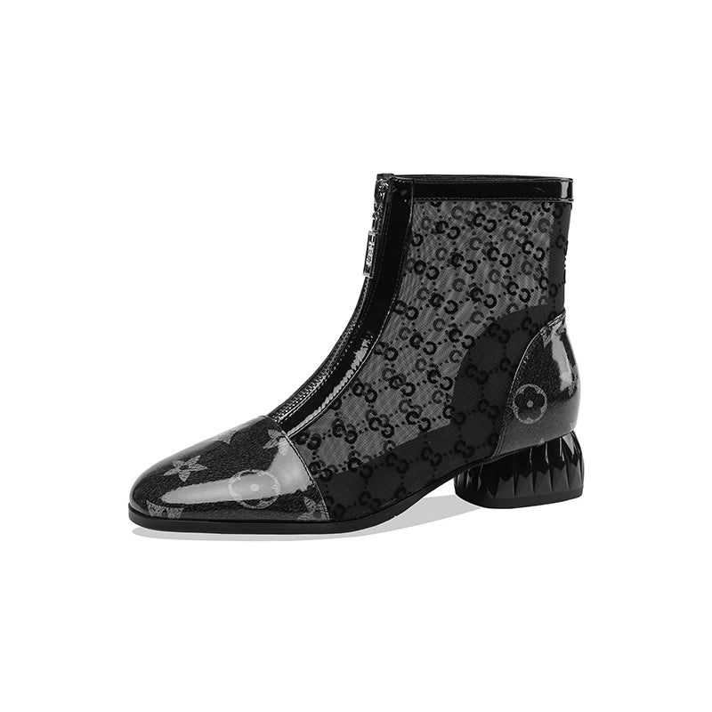 Super Trendy Mesh Boots Hollow Mesh Summer Sandals Pointed Toe Roman Women's Shoes35 to  43