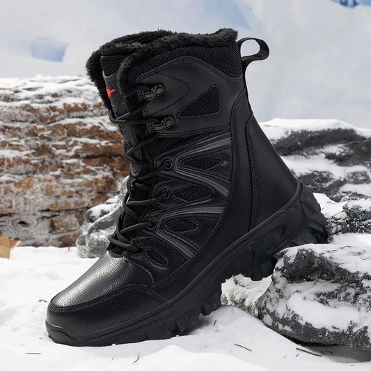 2026 Men Winter Outdoor Velvet Warm Snow Boots Walking Shoes Waterproof Ski Shoes High-Top Cotton Boots Thick Cotton Shoes