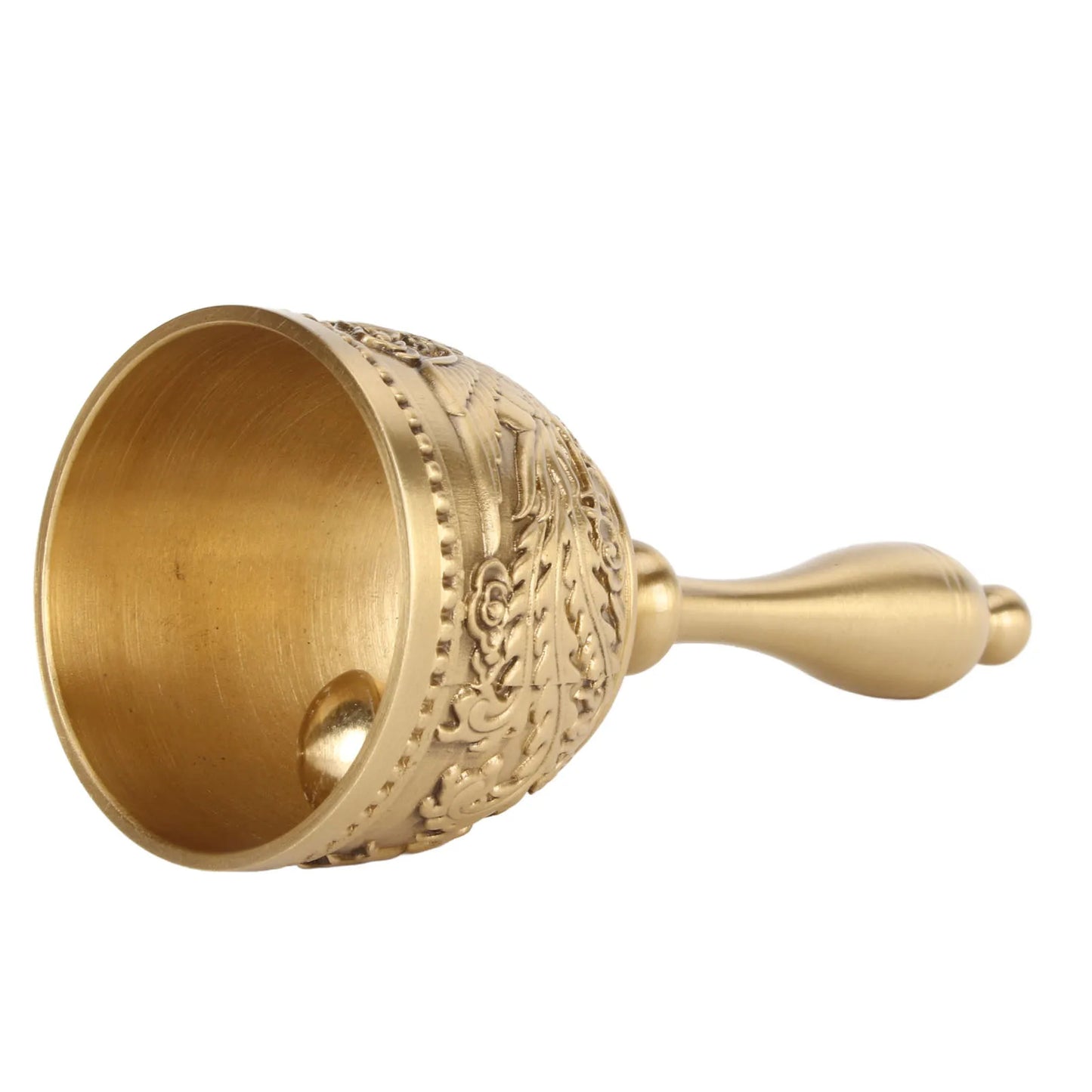 Brass Hand Call Bell Sturdy Handle Decorative Loud Ringing Bell for Home Restaurant Christmas Birthday Weddings Decoration