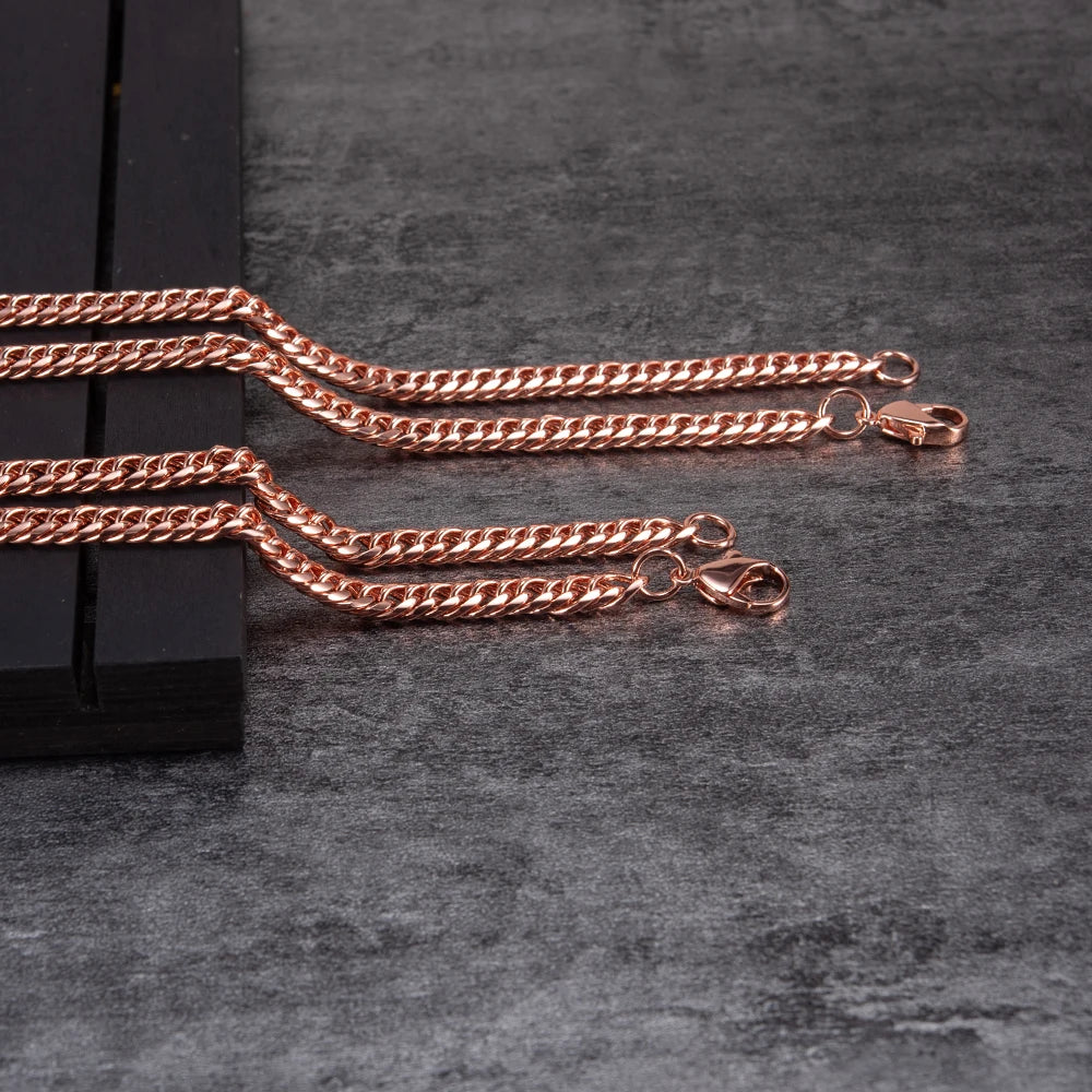 Vinterly Cuban Chain Long Necklace for Men Women Red Copper Adjustable 20/22 Inch Twisted Anti-scratch Jewelry Lobster Clasps