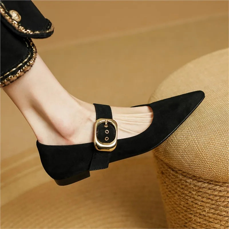 Dilalula Classic Retro Women Flats Buckles Loafers Suede Quality Metal Decoration Casual Shoes Ladies Fashion Dress Mocasines