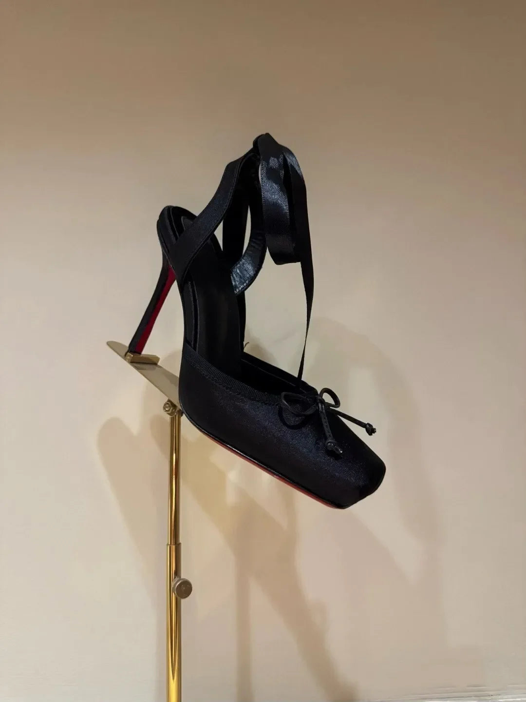 Ladies' New Summer Square Satin High-heeled Sandals with Ankle Straps, Fashionable Party and Banquet Ballet High-heeled Shoes