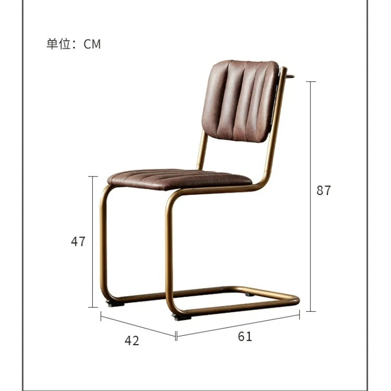 Mid-century Dining Chair Retro Iron Frame Armchair Postmodern Luxury Backrest Leisure Seat for Household Dining Room Furniture