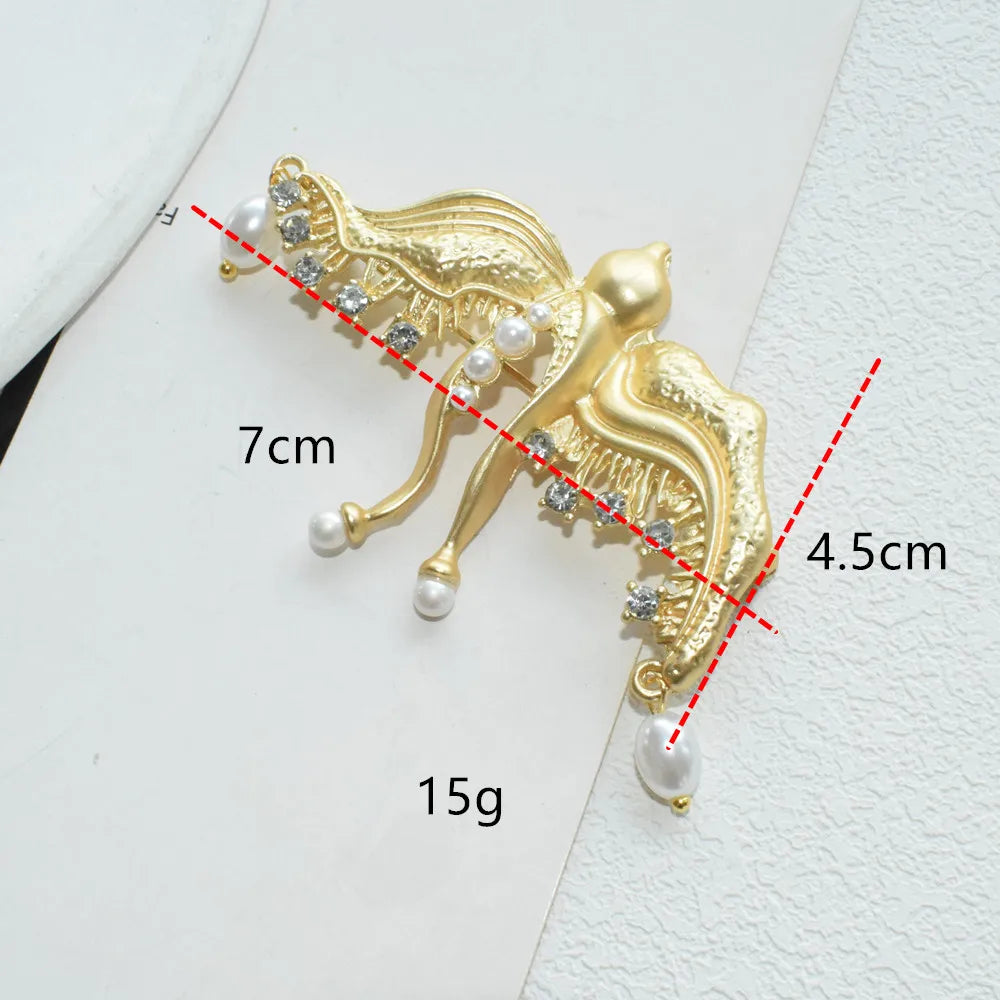 New Elegant Metal Artificial Pearl Bird Dangle Earrings for Women Fashion Statement Jewelry Accessory