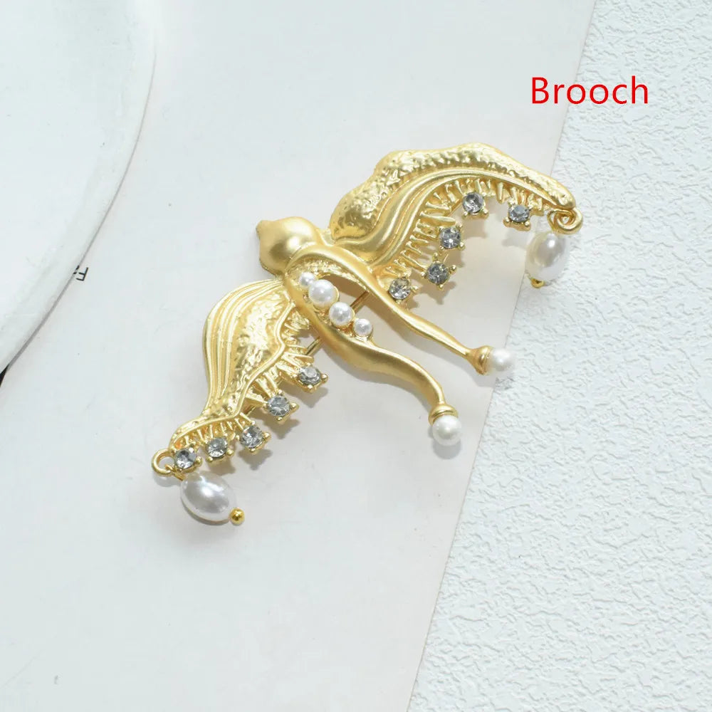 New Elegant Metal Artificial Pearl Bird Dangle Earrings for Women Fashion Statement Jewelry Accessory