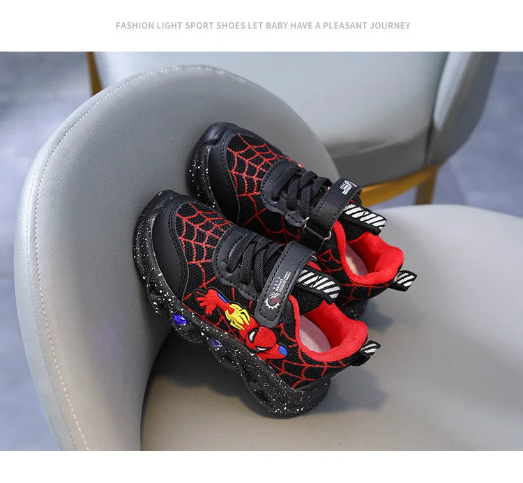2023 New Spider-man Children's Shoes Boys Sneaker With Lights Spring Led Kids Boys Sports Children Shoes Casual