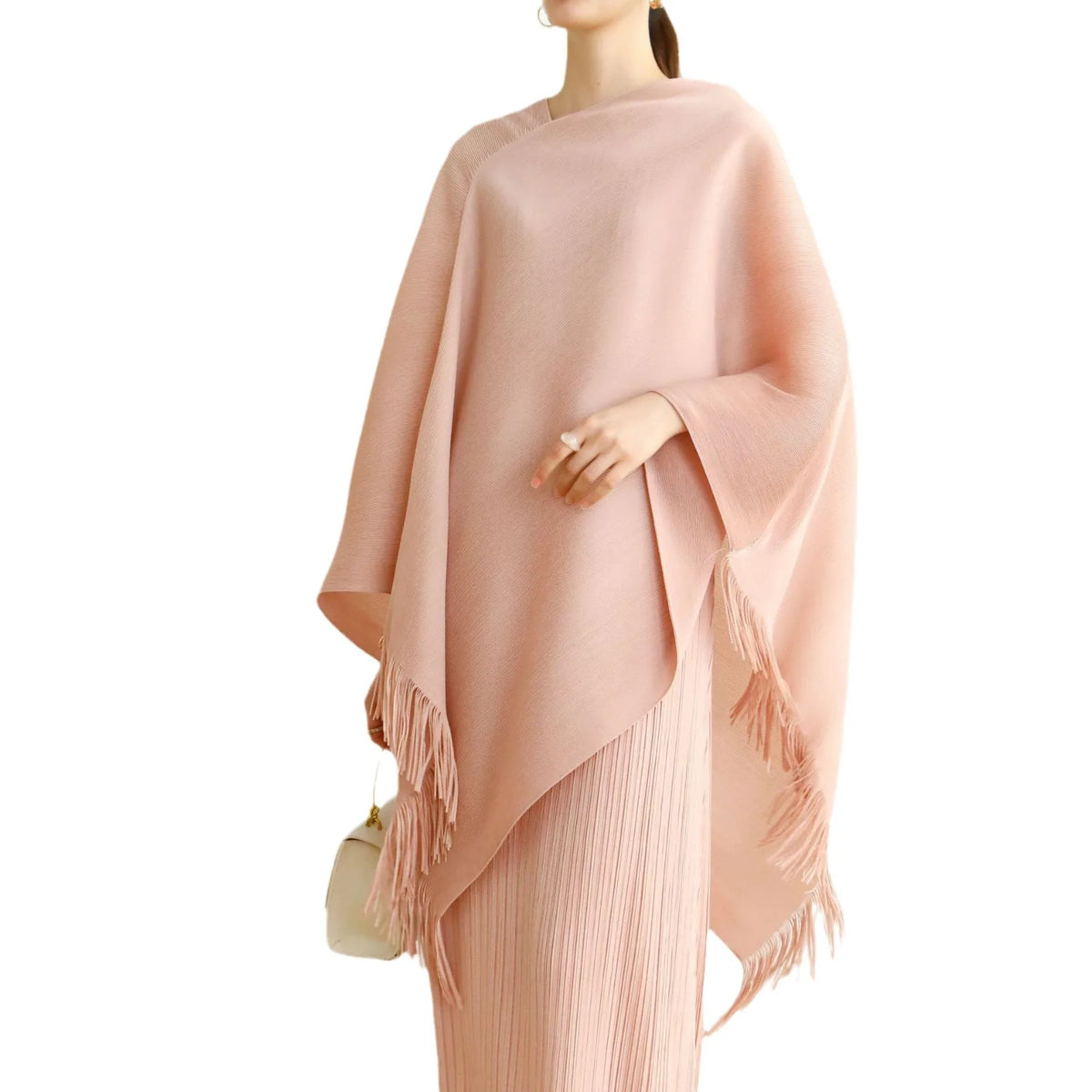 ALSEY Miyake Pleated Fringe Sleeveless Simple Shawl Jacket Autumn Spring New Light Luxury Solid Color Irregular Tops for Women's