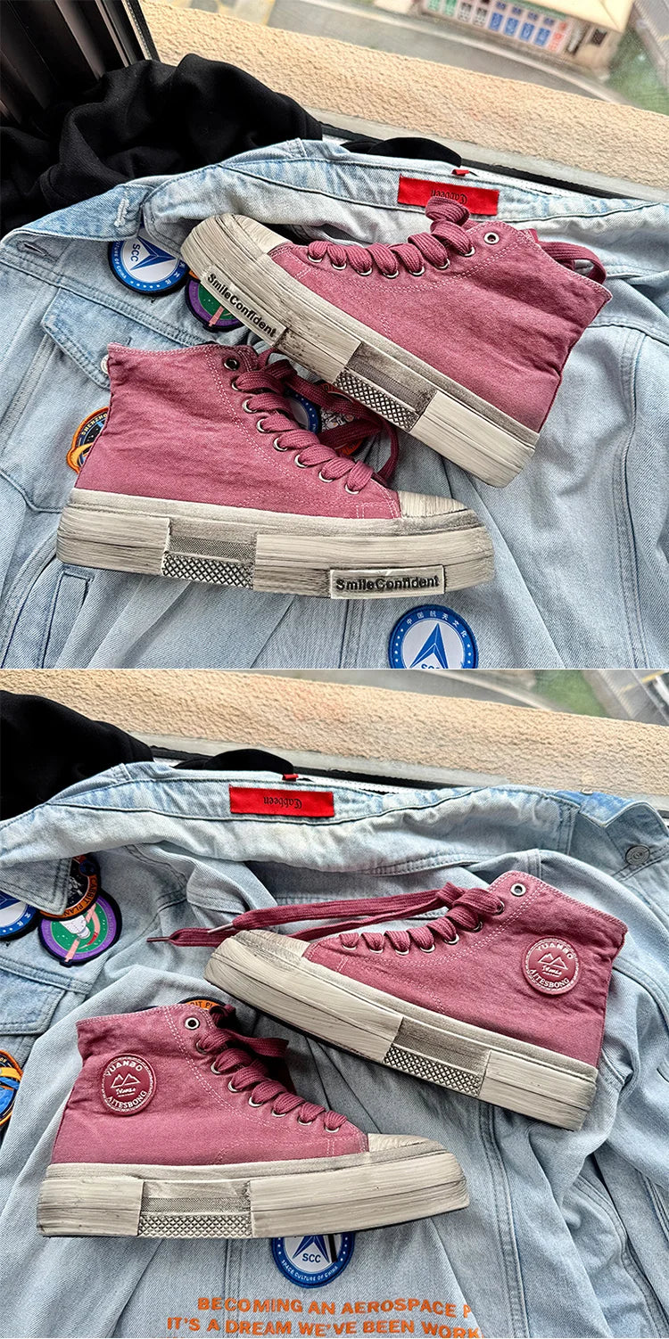 2025 New High Top Canvas Shoes Men Original Platform Men's Vulcanized Shoes Comfort Retro Canvas Sneakers