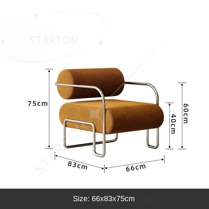 Homestay Light Luxury Reception Chair Stainless Steel Creative Leisure Bauhaus Single