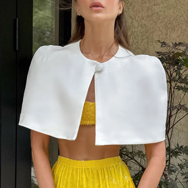Elegant Chic Gold Sparkle Capelet Top Shiny Tweed Shoulder Wrap Turtleneck Short Cloak New Lady Evening Club Party Tops 2026