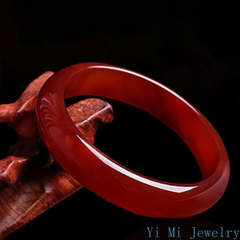 Natural Jade Bracelet Women's Red Agate Jade Bracelet Ice Through Brazil Carnelian Bracelet Jade Bracelet Bangles with Charms