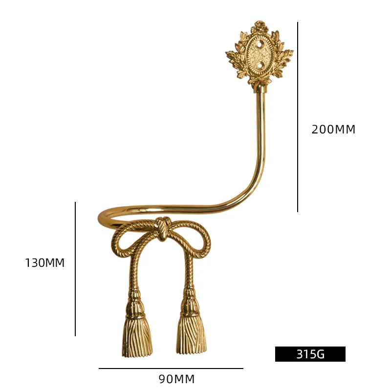 Luxury Brass Curtain Hook Retro Gold Wall Mounted Hanger for Bedroom Living Room Entryway Decor Elegant Hardware Accessories