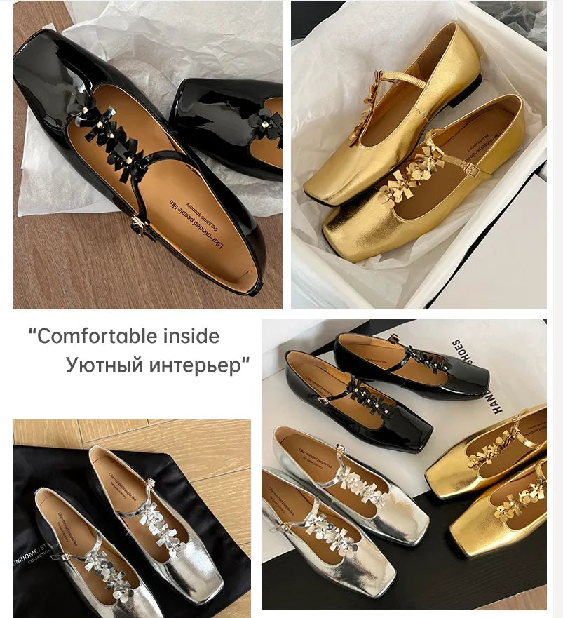 Ods Lolita Shoes 3cm Heels Square Toe Lace-Up Classic Style Sandals Ladies Slip On Shallow Mouth 2025 Mary Jane 5cm Gold Retro
