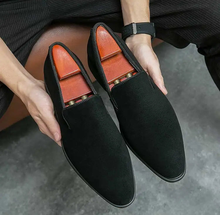 New In Red Bottom Shoes for Men Loafers Flock Solid Slip-On Party Men Dress Shoes Size 38-48 Free Shipping Men Shoes
