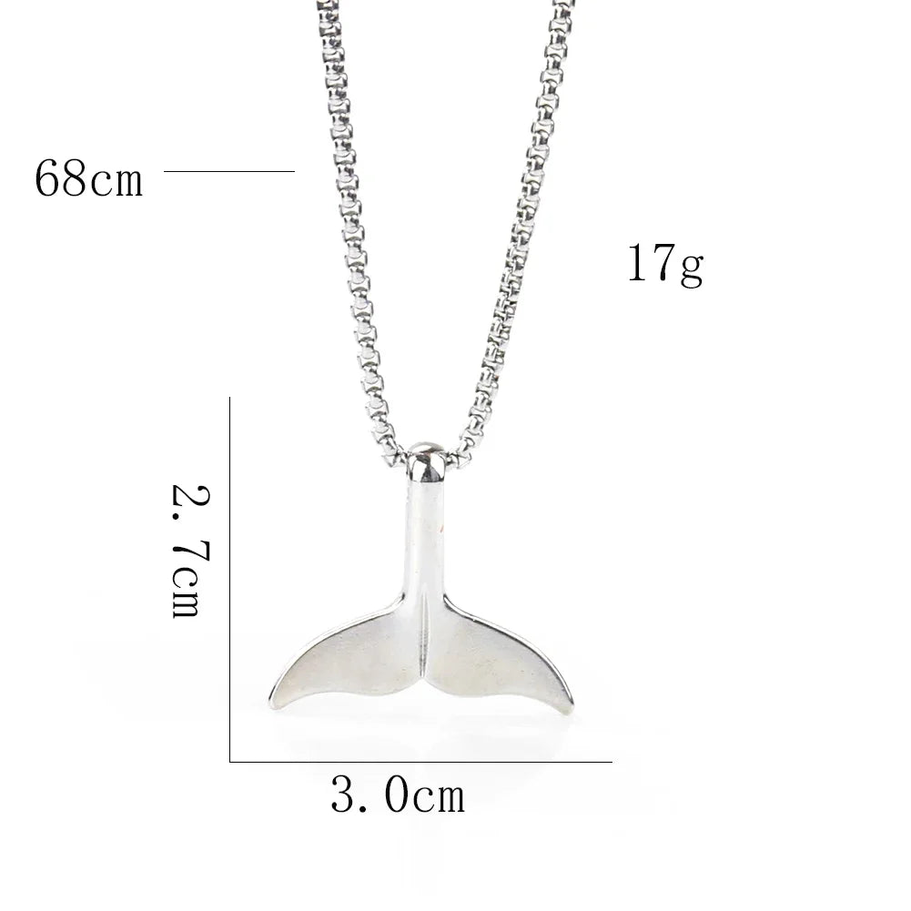 Metal Whale Tail Pendant Necklace Sweater Collarbone Chain Unisex Necklace for Couples Lovers Statement Jewelry Party Gifts