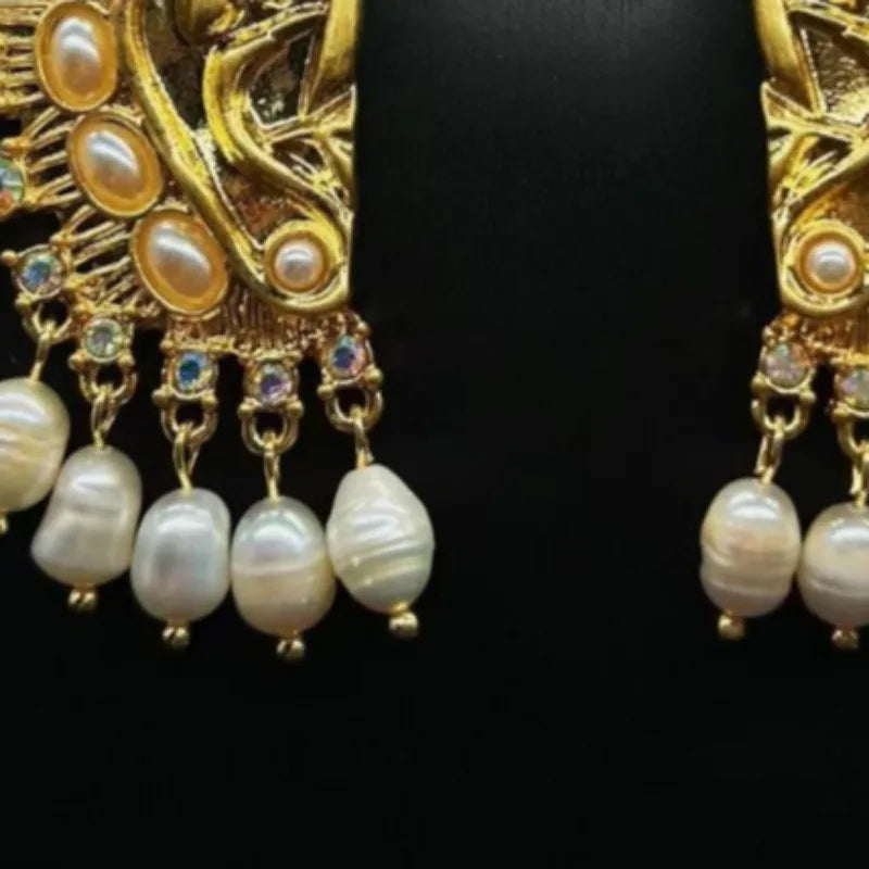 NISHIZAWA Pearls Earrings for Women Tassels Hyperbole Palace Style Vintage Jewelry Fashion Classic Elegant Pendientes Mujer