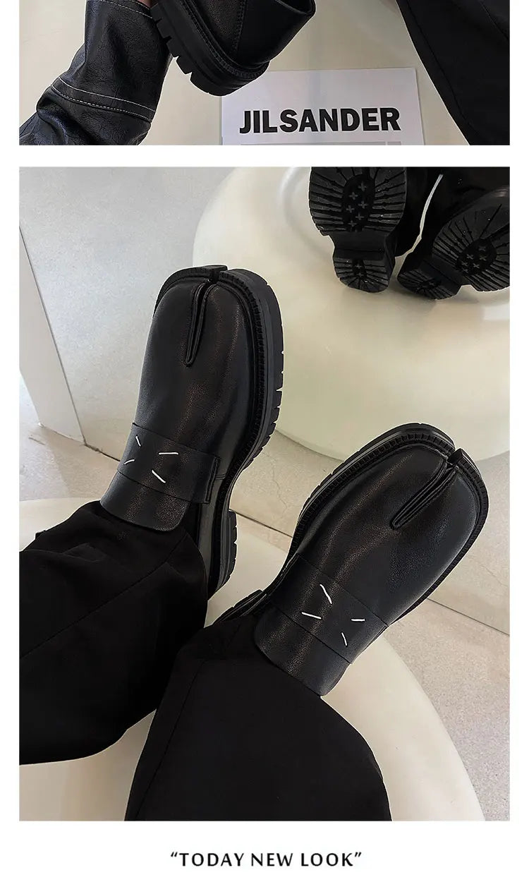 2026 New arrival Split Toe Shoes Tabi Shoes Loafer for Men and Women Split Toe Thick Sole Casual Genuine Leather Shoes