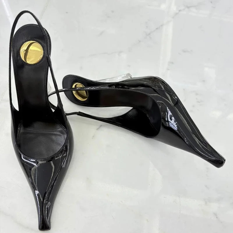 New Fashion Crystal Wedge Women Pumps Pointed Toe Shallow Mouth Slingback High Heels Luxury Fashion Party Banquet Shoes