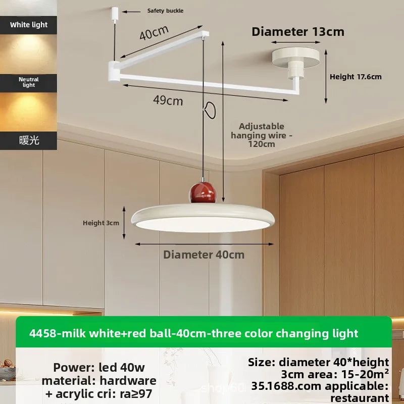 Movable Rocker Arm Restaurant Chandelier Modern Simple Table Light Advanced French Full Spectrum Eye Protection Light