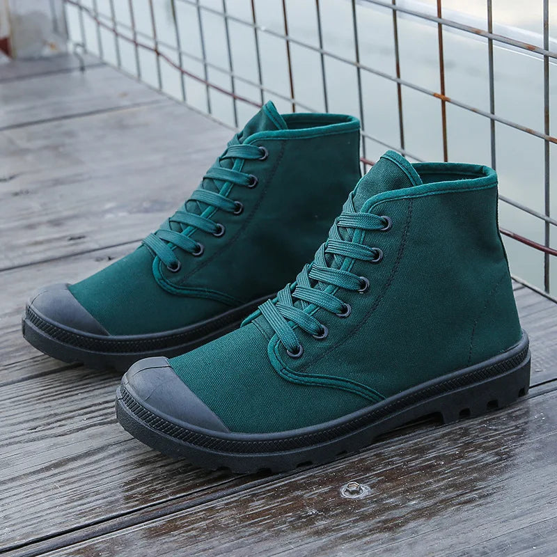 Autumn Early Winter Shoes Mens Ankle Boots Cool Street Style Canvas Shoes Brand Male Footwear Black Green Plus Size 46