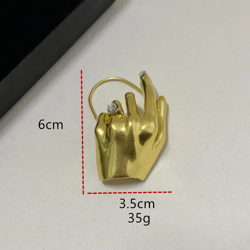 1PC Novelty Design Metal Hand Earcuff Dangle Earrings For Women Jewelry Fashion Show Statement Earrings Accessories