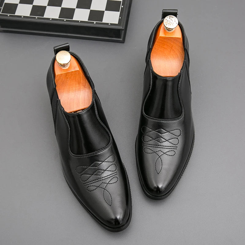 Spring New Men's Height Increased By 6 Centimeters Comfortable Leather Shoes Fashionable Business Attire Groom's Wedding Shoes