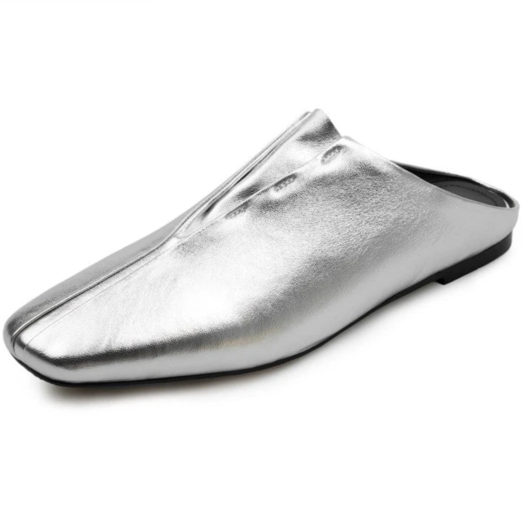 Genuine Sheepskin Mules Women Covered Square Toe Deep Mouth Flat Heel Casual Slippers Female Vacation Slides