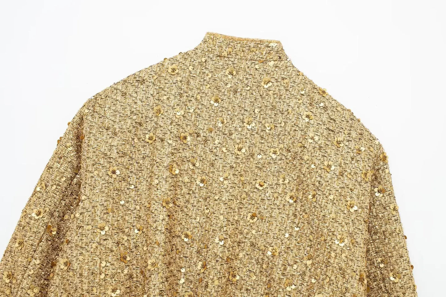 Women's Sequined Bomber Jacket Fall New Round Neck Long Sleeve Pocket Stretch Hem Sequins Jacket Coat Female Chic Outerwear