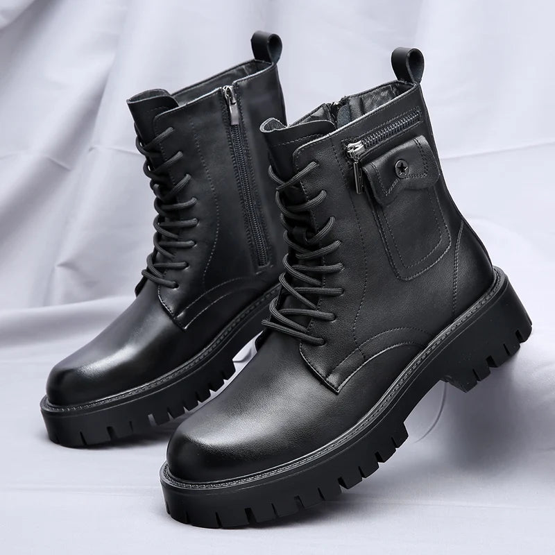 Men's English Style Thick Sole Design Men Boots Luxury High End Top Layer Leather Brand Famous Chelsea High Quality Casual Boots