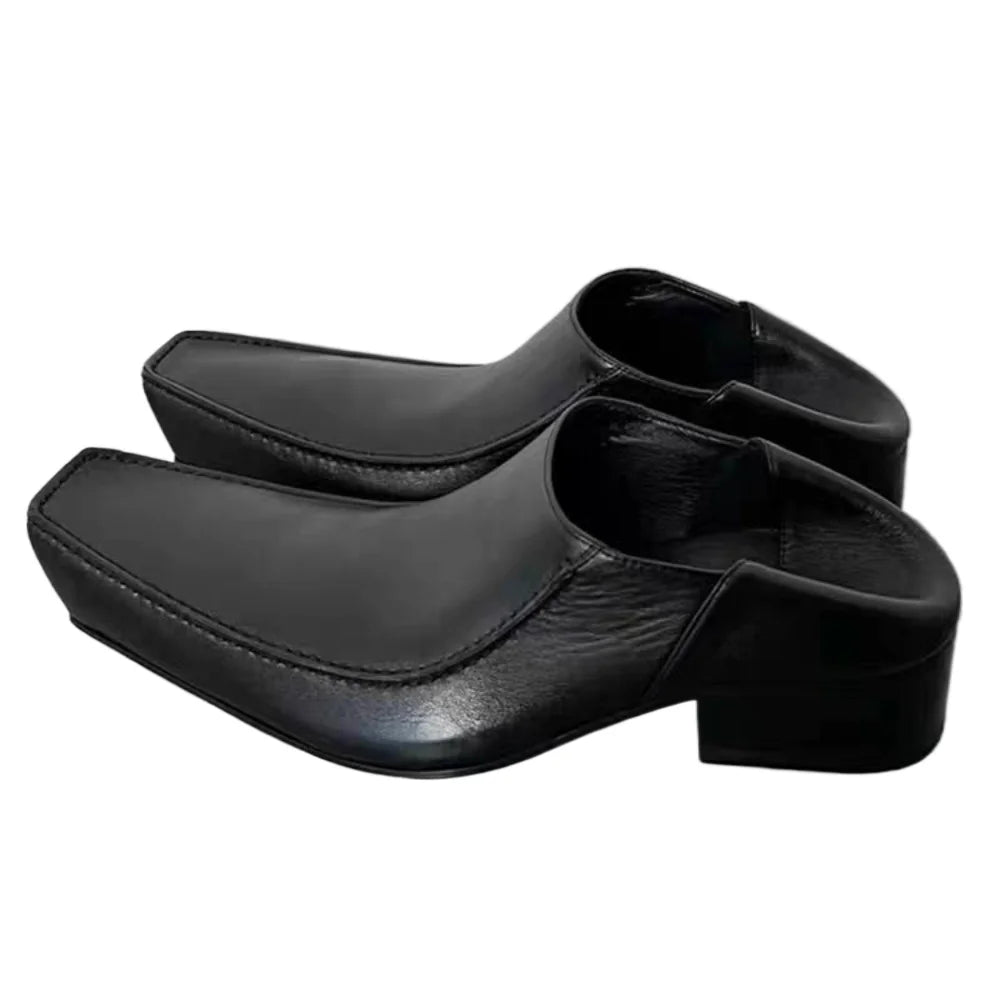 Women/Men's Square Toe Flat Derby Shoes Black Leather Shoes 2026 New Fashion Office Party Dress Business Shoes 35-43